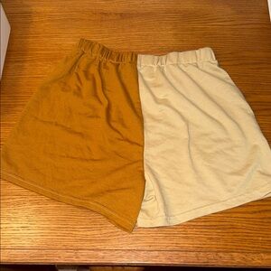 SHEIN Two-Tone Brown and Cream Athletic Shorts